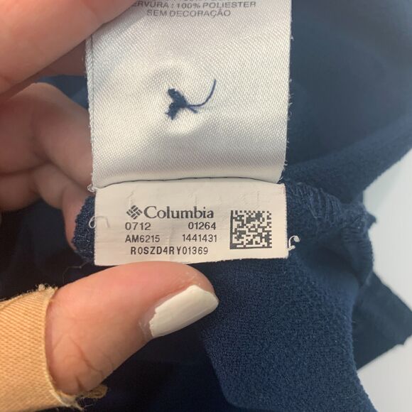 Columbia Polo Shirt Mens L Large Navy Blue Omni Shade Sun Protection Utilizer - Picture 8 of 14